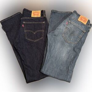 Levi's Men’s 505 Straight Leg Jeans -Dark Wash/Medium Wash -Size 32x34 / 2 Pairs